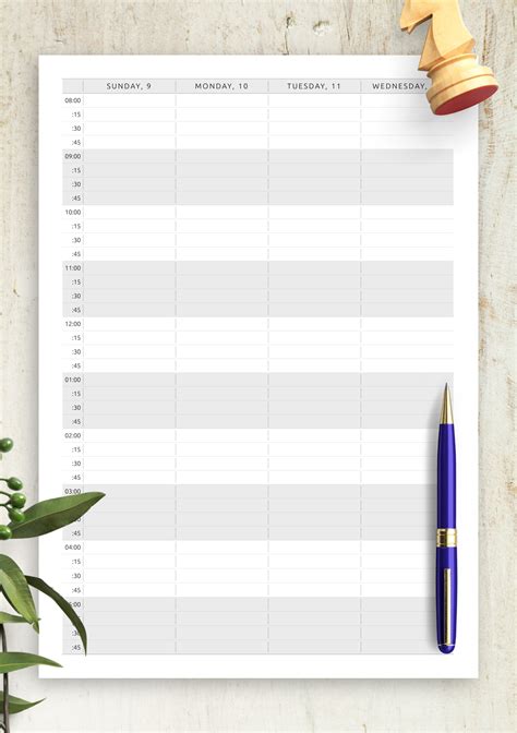 printable appointment calendar template vertical  page