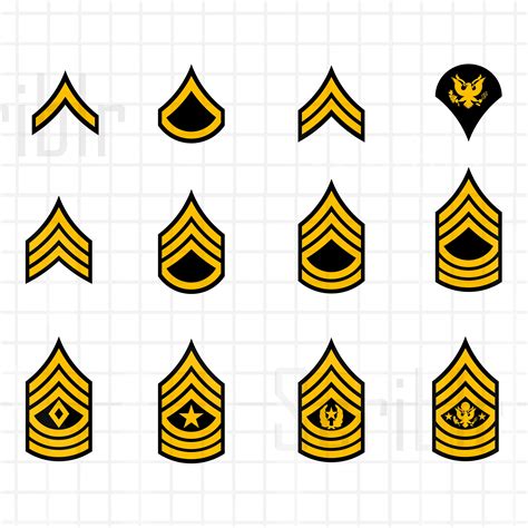 army enlisted rank insignia svg file   font design images