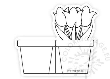 paper flower pot template card coloring page