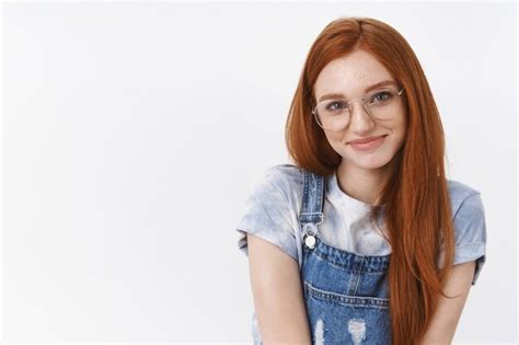Premium Photo Waist Up Cute Tender Romantic Redhead Teenage Girl Blue