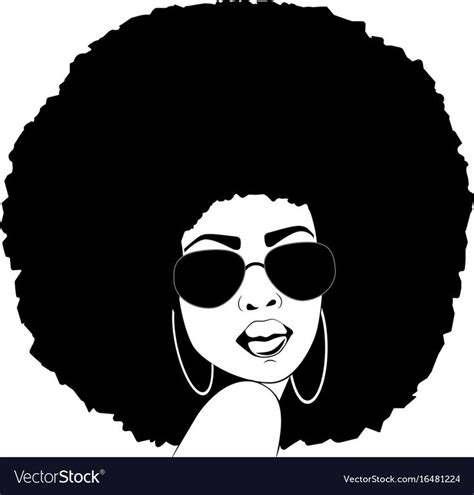 African American Woman Silhouette Afro Portrait Vector