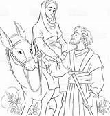 Joseph Mary Bethlehem Donkey Coloring Pages Travelling Christmas Printable Nativity Travel Sheets Kids Choose Board sketch template