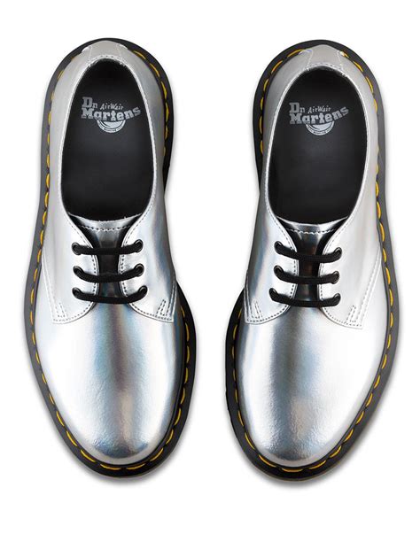 dr martens  iced metallic retro  glam derby shoes silver