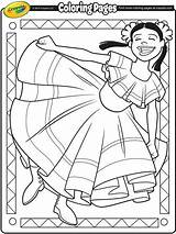 Coloring Mayo Cinco Pages Dancer Crayola Folklorico Printable Sheets Kids Drawing Print Mexican Dress Dancing Dance Hispanic Heritage Adult Ballet sketch template