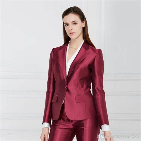 2021 Womens Two Piece Pants Female Career Suits Satin