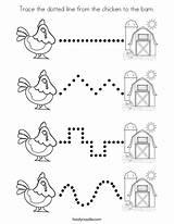 Barn Dotted Trace Line Coloring Chicken Tracing Car Color Outline Twistynoodle Favorites Login Add Noodle sketch template