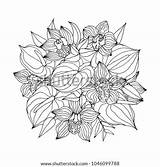 Coloring Book Bouquet Flower Drawn Hand Adult Vector Isolated Editable Elements Illustration Shutterstock Portfolio sketch template