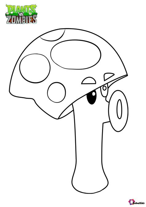 plants  zombies scaredy shroom coloring page collection  cartoon