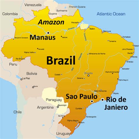 brasil map largest  detailed map  flag  brazil travel