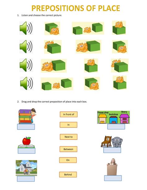 prepositions  place worksheet  elementary
