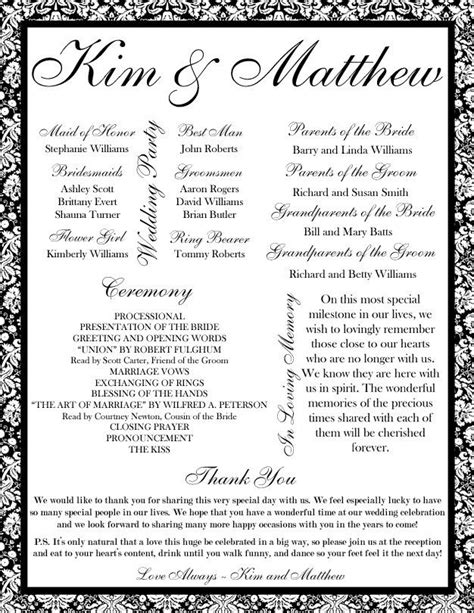 printable wedding programs images  pinterest  printable