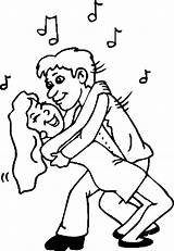Coloring Dancing Couple Pages Valentines sketch template