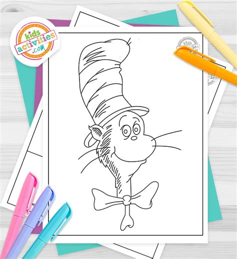 cat   hat coloring pages  printable