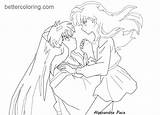 Coloring Inuyasha Kagome Pages Kids Printable Color sketch template
