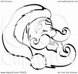 Outline Face Coloring Happy Beard Mustache Hat Goatee Clipart Royalty Illustration Template Nortnik Andy Rf Santa Pages sketch template