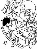 Santa Coloring Claus Pages Colouring Flying His Drawing Sleigh Printable Christmas Color Wallpaper Sled Print Rudolph Duck Clipartmag Book Santas sketch template