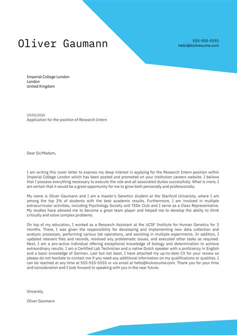 academic cover letter  kickresume