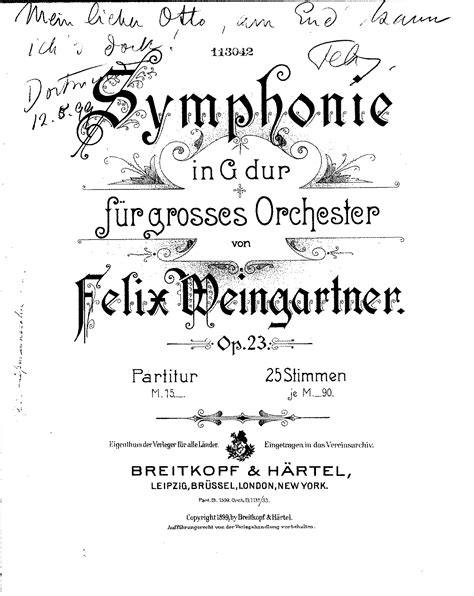 symphony no 1 op 23 weingartner felix imslp