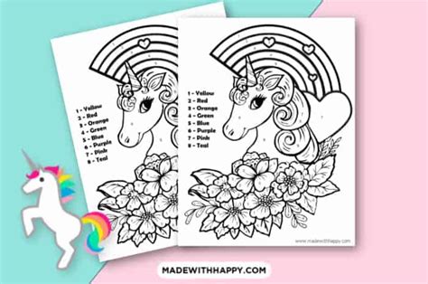 coloring pages  kids unicorn unicorn color  number