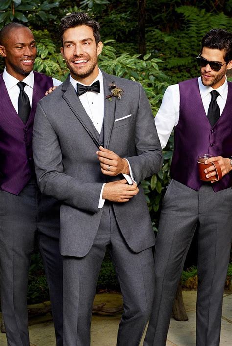 groom  groomsmen  coordinating tux styles tuxedo wedding purple wedding theme tux