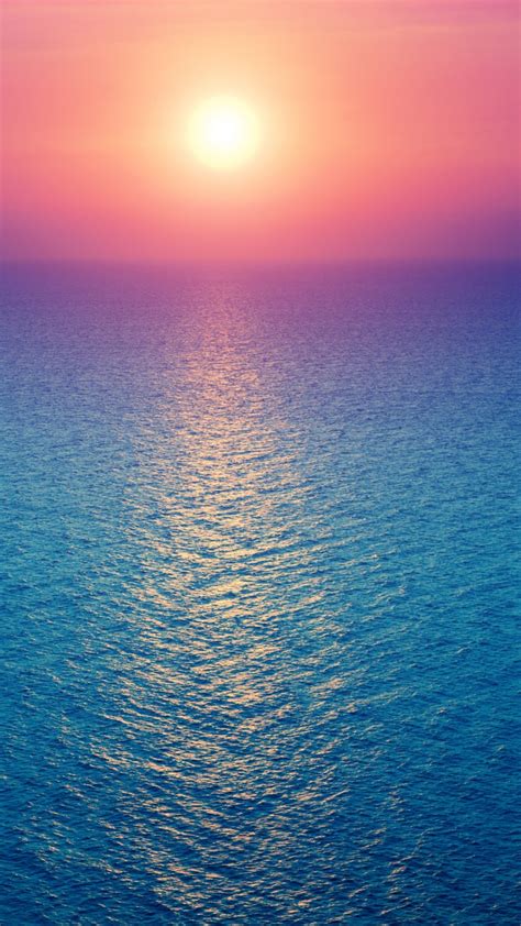 sunrise wallpaper  seascape horizon ocean pink sky blue nature