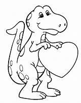 Coloring Pages Kids Valentines Dinosaur Printable Valentine sketch template