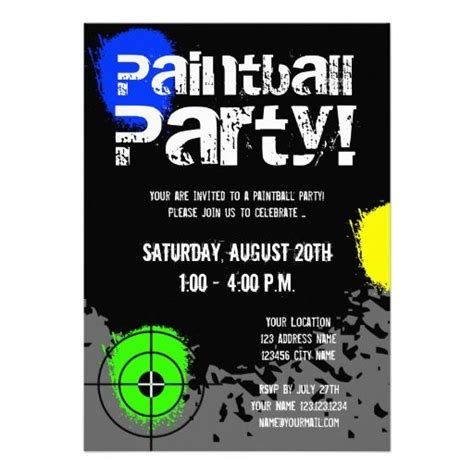 paintball party invitations custom invites zazzlecom paintball