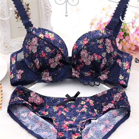 luxury new deep v sexy push up bra set floral embroidery lace women