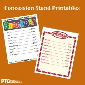 concession stand menu template flyer template