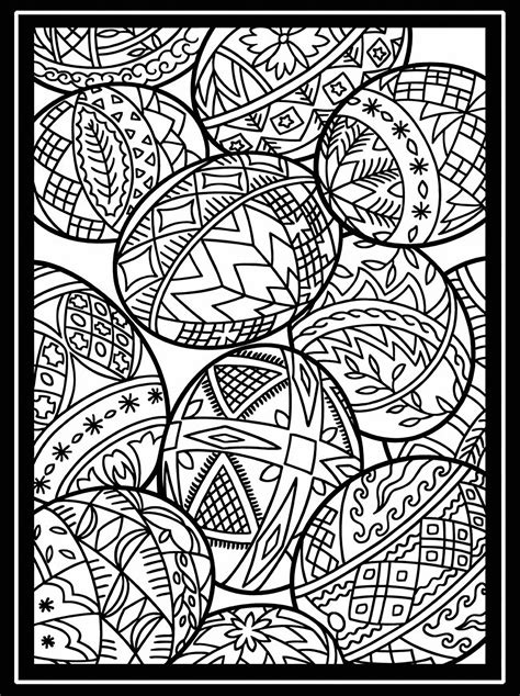 easter eggs  large border easter adult coloring pages
