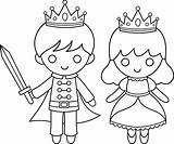 Prinz Princesse Rei Rainha Lineart Sweetclipart Coloriages Princesses Princes Prinzessinn Coroados Cinderella Colorier Fées sketch template