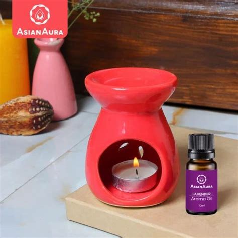 asian aura ceramic aroma oil burner tea light candle diffuser oil