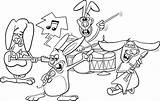 Coloring Band Music Rock Premium Vector Rabbits sketch template