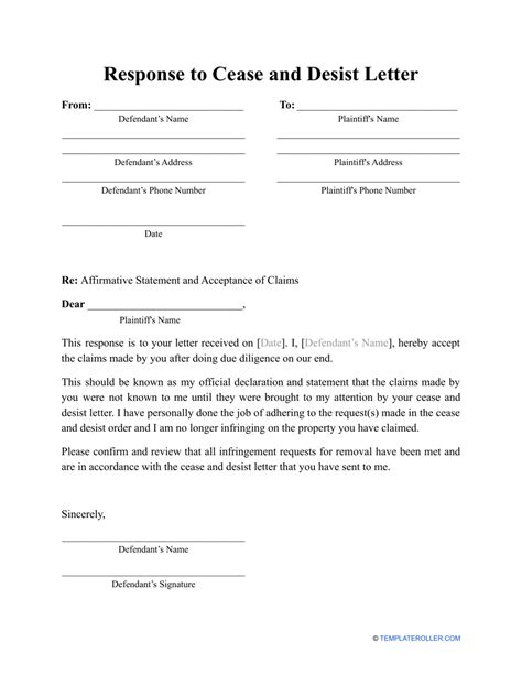 response  cease  desist letter template fill  sign