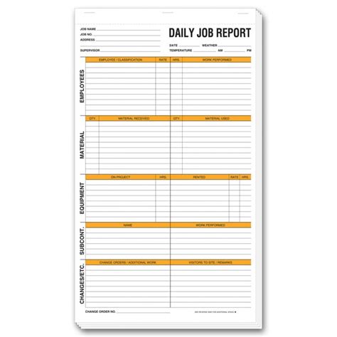 daily job report forms