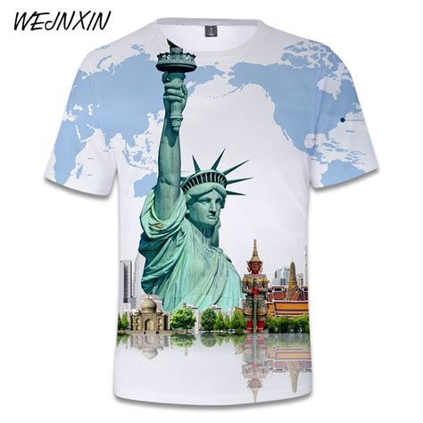 Wejnxin Cool Statue Of Liberty Print 3d T Shirt Men Women Unisex T
