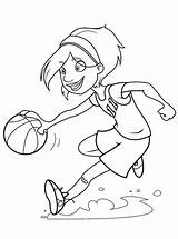 Basketball Coloring Pages Girl Player Playing Girls Players Court Cliparts Colouring Printable Nba Drawing Plays Print Hoop Color Label Pdf sketch template