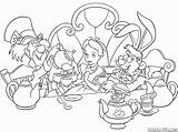 Coloring Tweedledum Alices Tea Party Pages Wonderland Alice sketch template