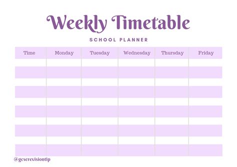 weekly timetable revision tips gcse revision school planner