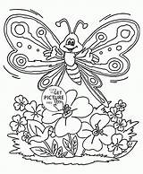 Coloring Pages Spring Kids Cute Butterfly Sheets Printable Printables Seasons Flower Popular Wuppsy sketch template