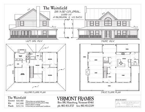 waitsfield colonial floor plans timber frame design house plans