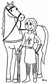 Joan Coloring Arc St Pages Saint Kids sketch template