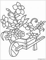 Wheelbarrow Flowers Pages Coloring Color Seasons Nature sketch template