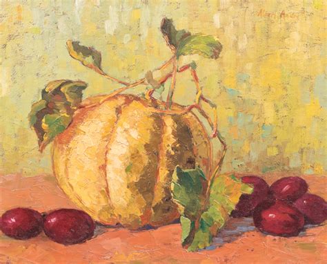albert andre    life  fruit oil  canvas marouflated  board  panel