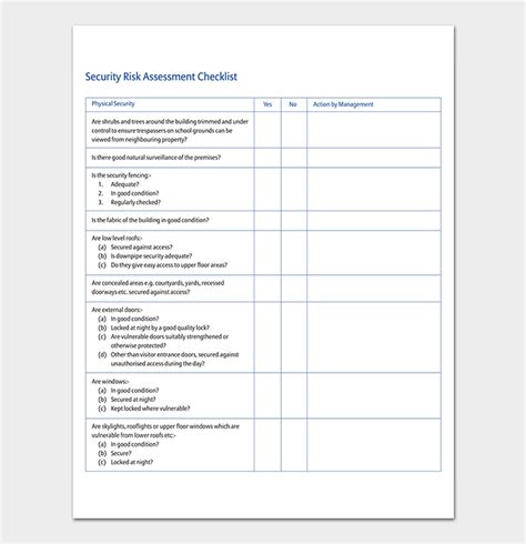 Security Assessment Template 18 Word Excel And Pdf Format