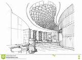 Lobby Sketch Perspective Interior Template Coloring sketch template