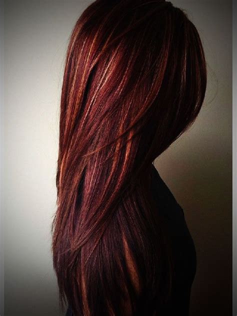 Black Hair With Red And Caramel Highlights Pixshark Hair