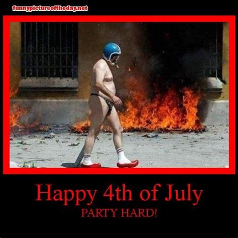 Happy 4th Of July Party Hard Funny Guy Dressed Weird Blowing Stuff Up