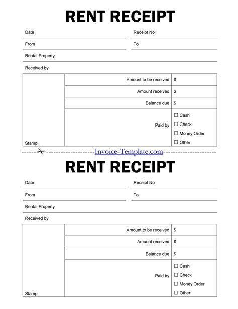 printable rental receipt template printable templates