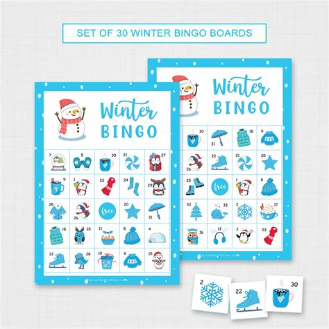 printable winter bingo game winter activities  kids
